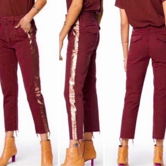 MOTHER Pants - MOTHER 32 crop frey jeans Rose gold side stripe. Color Dalia, killing time